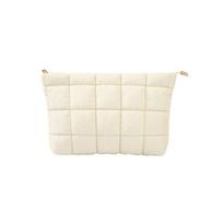 Portable Puffy Quilted Padded Makeup Bag Large Capacity Zipper Cotton Clutch Bag Solid Color Handbag Cosmetic Bag Beauty Case