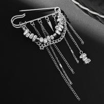Fashion Irregular CCB Beaded Brooches for Women Men Tassel Brooches Multi-Functional Trouser Fastener Chains Jewelry Accessories