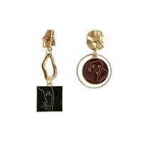 Exaggerated Abstract Face Asymmetric Square Circle Dangle Earrings Girl Party Jewelry Pendant Earrings Punk Female Earrings Gift