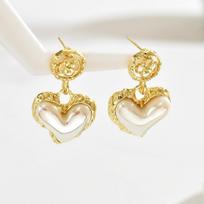 Geometric Heart Shaped Imitation Pearl Drop Earrings for Women Ladies Bohemian Vintage Dangle Earrings Party Jewelry Accessories