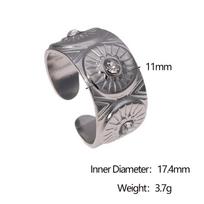 Classic Stainless Steel Devil Eye Rings for Women Men Exquisit Rhinestone Wide Chunky Opening Rings Birthday Jewelry Accessories