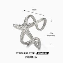 Bohe Stainless Steel Sea Star Conch Opening Rings for Women Men Ocean Beach Style Personality Rings Vacation Jewelry Accessories