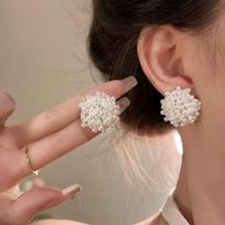 Fashion Imitation Pearl Hoop Earrings for Women Girls Luxury Design Hollow Flower Basket Earrings Party Jewelry Wholesale