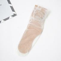 Ladies See Through Rhinestone Crystal Elastic Glass Silk Transparent Short Socks Mesh Sock Ankle Socks One Size