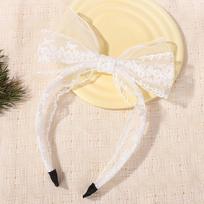 Elegant Lace Bow Hairbands Flower Embroidery Double Layered Hair Hoop Lightweight Non-Slip Princess Headband