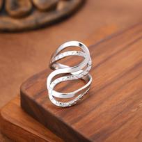 Stainless Steel Twisted Lines Wrapped Opening Rings for Women Men New Hollow Adjustable Snake Shaped Rings Jewelry Accessories