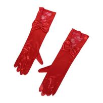 Bowknot Satin Bride Gloves Lace Trim Long Sleeves Wedding Dress Gloves Dance Performance Gloves Wedding Dress Accessories