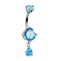 Cute Stainless Steel Belly Button Rings Crystal Teardrop Shape Navel Ring Colorful Silver Belly Piercing Jewelry Sexy Navel & Bell Button Rings&Surface and Dermal