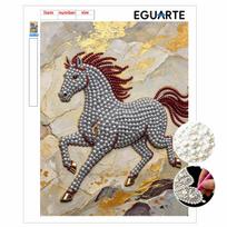 DIY Pearl Bead Art Canvas Horse Pattern Frameless Creative Craft Painting Kit for Relaxing Home Wall Decoration 30x40cm