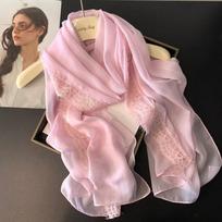 Fashion Solid Color Lace Splicing Scarf Lace Trimmed Thin Chiffon Scarf Sun Protection Breathable Beach Shawl Wraps