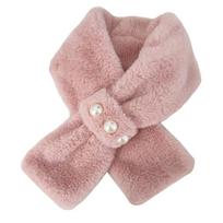 Fashion Solid Color Plush Cross Scarf Imitation Pearl Winter Warmer Neck Scarf Comfortable Faux Rabbit Fur Scarf Evening