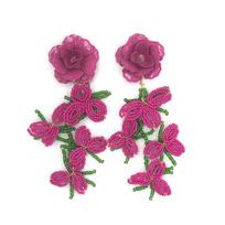 New Colorful Flower Tassel Earrings Bead Exaggerated Dangle Earrings Bohemian Earrings Ear Jewelry