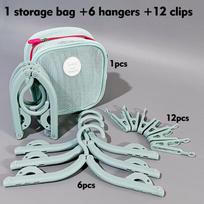 Compact Plastic Travel Hanger With Carry Bag And Clips For Dorm Room And Travel Packing Blue Clips
