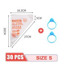 Disposable Cream Laminating Bag With Loaded Silicone Retaining Ring For Cake Cream Design Decorating Pastry And Baking Accessory S-30Pcs