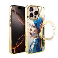 Etui Do Iphone 16 Pro Ibizu Elite Glass Z Magsafe, Kintsugi Art, Kobieta Z Perłą, Złote