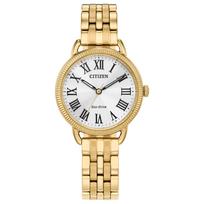 Citizen Ladies Eco-Drive Classic Coin Edge Watch 3-Hand Gold Tone 5 Inches