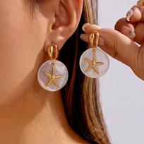 Boho Tropical Gold Color Starfish Earrings for Women Cowrie Shell Imitation Pearl Drop Ocean Animal Dangle Summer Beach Jewelry