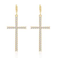 Korean Minimalist Zircon Pearl Drop Earrings for Women Simple Geometric Cross Earring Girls Rhinestone Pendant Mujer Jewelry