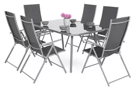Lauko baldų komplektas Casablanca 145 cm Aliuminis Pilka 6+1