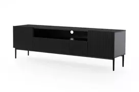 Tv Set Nicole 200 Cm With Open Shelf  - Black Mat / Black Legs