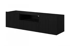 Tv Set Wall Mounted Nicole 150 Cm With Open Shelf - Black / Black Mat