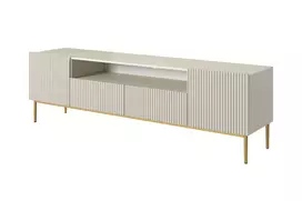 Tv Set Nicole 200 Cm With Open Shelf - Cashmere / Golden Legs