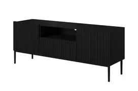Tv Set Nicole 150 Cm With Open Shelf - Black Mat / Black Legs