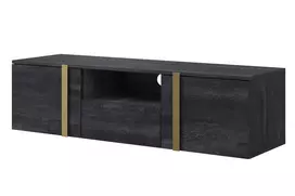 Tv Set Wall Mounted Verica 150 Cm With Open Shelf - Charcoal / Golden Handles