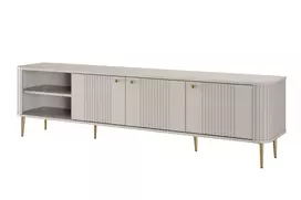 Tv Set Vesper 187 Cm With Open Shelfs - Cashmere / Gold Legs