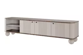 Tv Set Vesper 187 Cm With Open Shelfs - Cashmere / Nut / Black Handles