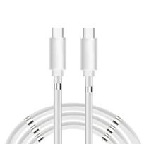Oho Wow USB-C uz USB-C PD 60W 3A Super Ātras Uzlādes 1m Kabelis ar iebūvētu magnētisku kabeļa organizātoru Balta