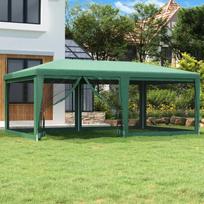 Proginė palapinė su 6 tinklinėmis sienomis, žalia, 6x4m, HDPE