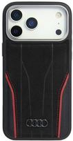 Dėklas Audi R8 Genuine Leather MagSafe Apple iPhone 17 Pro juodos spalvos-red