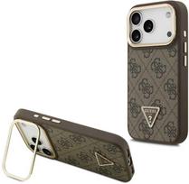 Dėklas Guess 4G PU Triangle Logo & Stir Camera Magsafe skirtas Apple iPhone 17 Pro rudos spalvos