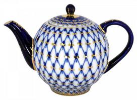 Lomonosovo imperatoriškasis porceliano arbatinukas „Tulip Cobalt Net“, 600 ml
