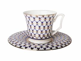 Imperial Lomonosovo imperatoriškojo kaulinio kiniško porceliano puodelis „Julija Kobaltas“, grynasis 210 ml