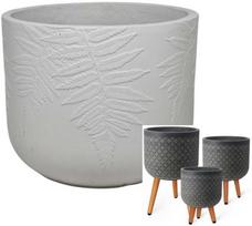 Gėlių stovas SKY FERN, D37xA52,3cm, baltas, su medinėmis kojelėmis