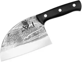 Samura MAD BULL serbiškas šefo peilis 145 mm (5,7") – išgaubtas ašmuo, aukšto anglingumo plienas, juoda rankena, profesionalus virtuvės kapoklis