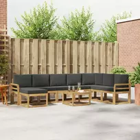 Lauko sofos komplektas su pagalve 9 pcs Balta ir antracito