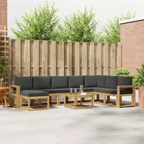 Lauko sofos komplektas su pagalve 9 pcs Balta ir antracito