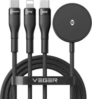 Cable 3in1 USB C to Lightning / Typ C / iWatch / SAM Watch VEGER 3A 92W V730 1,5 m juodas