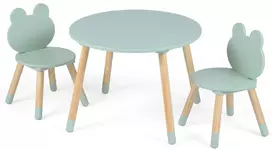 Vaikų stalas ir kėdės žalia 1 stalas 2 kėdės
