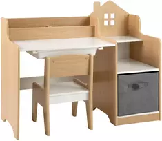 Stalas ir kėdė rinkinys balta ir natūrali