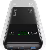 INIU nešiojamas išorinis akumuliatorius 25000 mAh, 140 W, 2x USB-C, 1x USB-A, P64