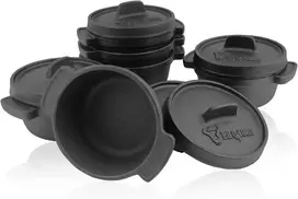 BBQ-Toro mini ketaus puodų rinkinys su dangčiais, 250 ml talpa, 6 vnt., PAN07
