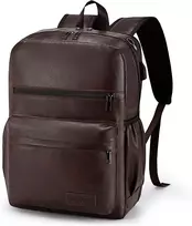 BAGZY ruda 15,6 colių kelioninė kuprinė su USB jungtimi, dirbtinės odos, 40 × 30 × 15 cm, B030-XIN
