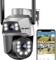 GENBOLT išorinė IP kamera su dvigubu objektyvu, 360° stebėjimu, Wi-Fi 2.4/5 GHz, spalvotu naktiniu matymu, modelis GB201HG