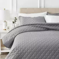 Rankšluostis Amazon Basics lovos užtiesalas, pilkas, 220 × 240 cm, mikrofibra, deimantų raštas, TEX-180455