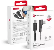 USB C į USB C laidas Forcell F-Energy QC4.0 PD 5A 100W Cafule 90° 1,2 m CC-1Deg juodas