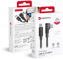 USB C į USB C laidas Forcell F-Energy QC4.0 PD 5A 100W Cafule 90° 2 m CC-1Deg juodas